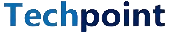 Techpoint company logo in gradient blue font on transparent background