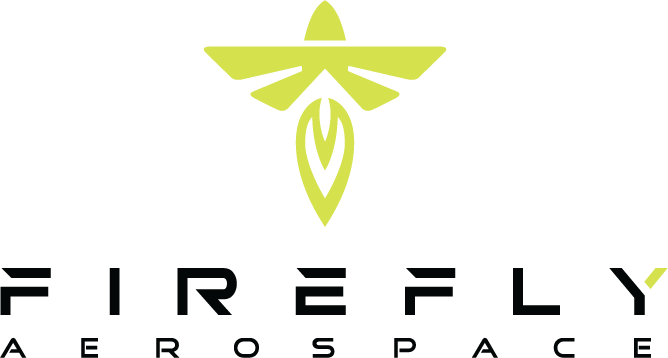 Firefly Aerospace logo with lime green stylized firefly and black futuristic text