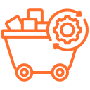 Gear in cart with boxes – product or process optimization