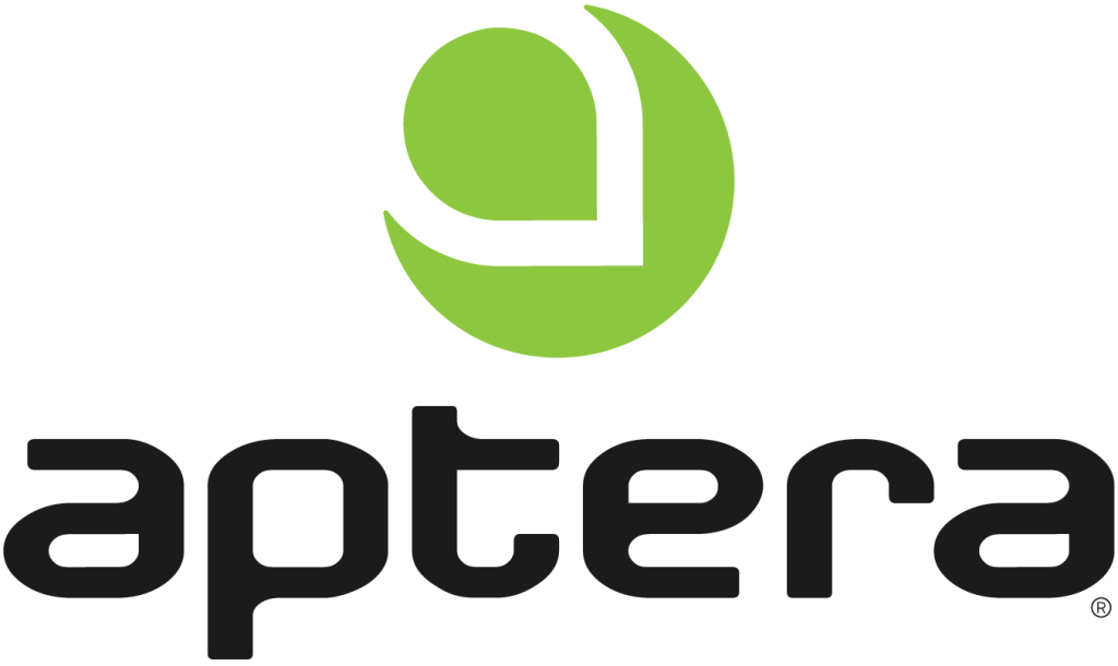 Aptera logo with green circular icon and modern black text spelling 'aptera'