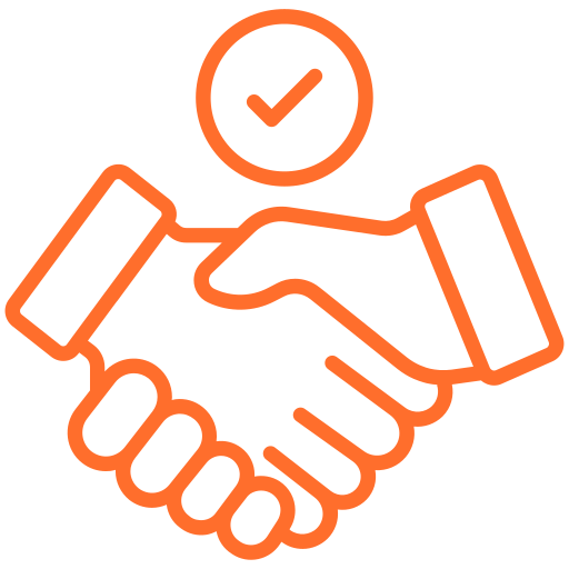 Handshake icon with checkmark representing partnership