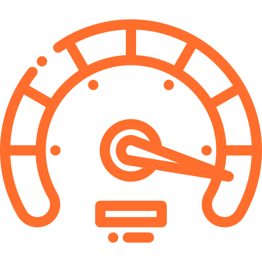 Speedometer icon highlighting production efficiency