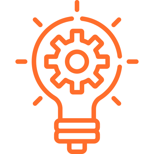 Lightbulb and gear icon symbolizing innovation