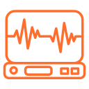 Heartbeat monitor icon representing medical electronics