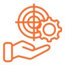 Target and hand icon representing precision or customer-focused service