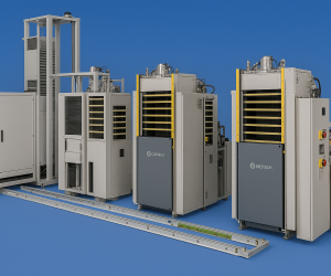 Close-up of automated SMT placement machines